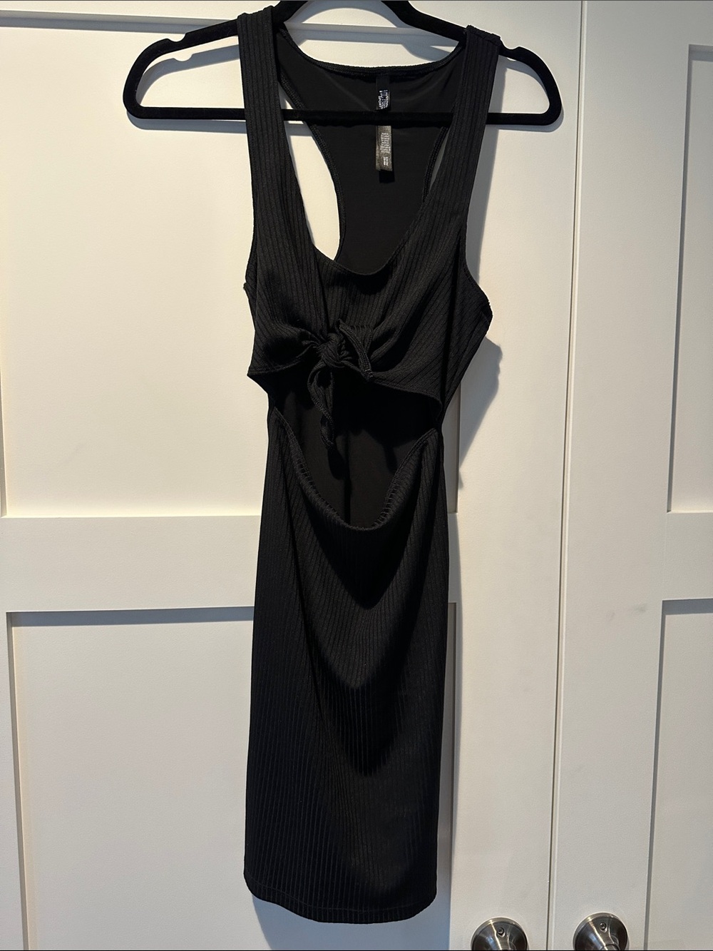 Victoria Sport Black Tie-Front Ribbed Bodycon Dress - Women